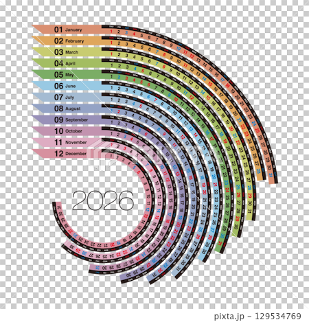 2026年の年間カレンダー 129534769
