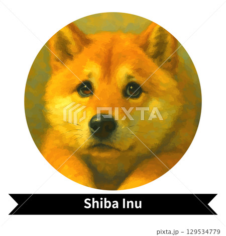 柴犬の犬ポートレート - かわいいペットの油絵風画像 129534779