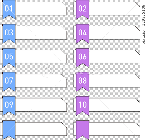 Simple ribbon header numbered rectangular frame set in light blue and purple Simple ribbon header numbered rectangular frame set in light blue and purple 129535106