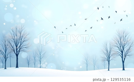 Birds and Circular Portals Over an Abstract Blue Landscape Birds and Circular Portals Over an Abstract Blue Landscape 129535116