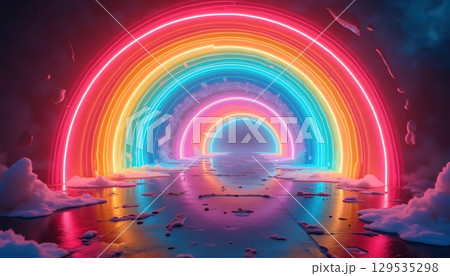 A Vibrant Journey Through Rainbow Portals of Imagination 129535298