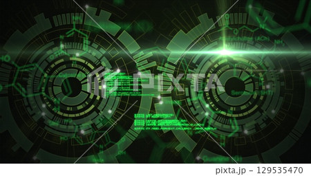 Image of science data processing over dark background Image of science data processing over dark background 129535470
