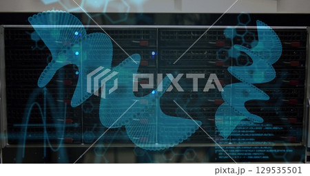 Image of medical data processing over dark background 129535501