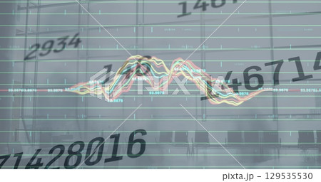 Image of financial connections over grey background 129535530