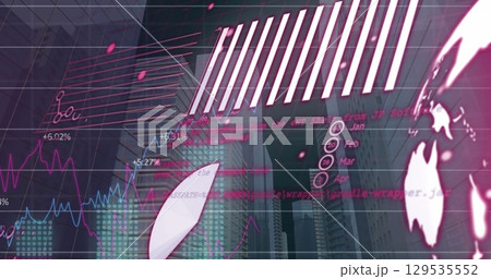 Image of data processing over cityscape 129535552