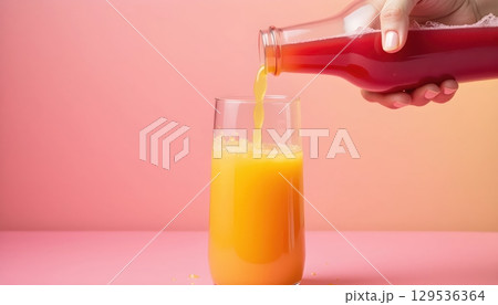 Exotic Liquid Twist Before Entering Glass In Summer Scene 129536364