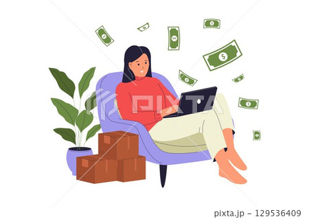 Woman Working from Home 129536409