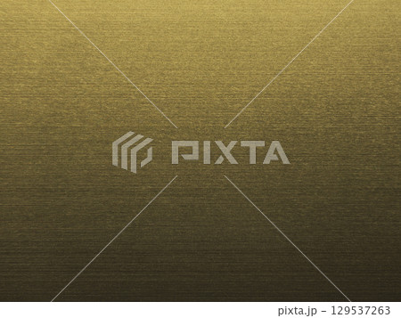 薄暗い淡金色に輝くヘアライン仕上げのテクスチャ素材の背景画像a 129537263
