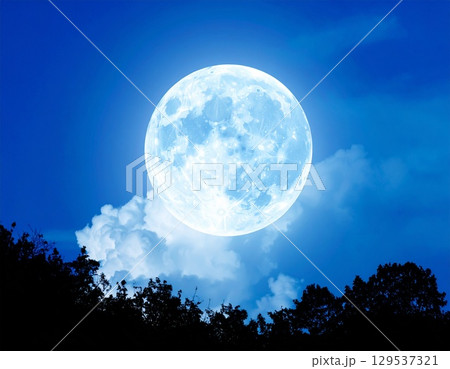 幻想的な月夜の風景水彩画背景イラストデザインのイラスト素材