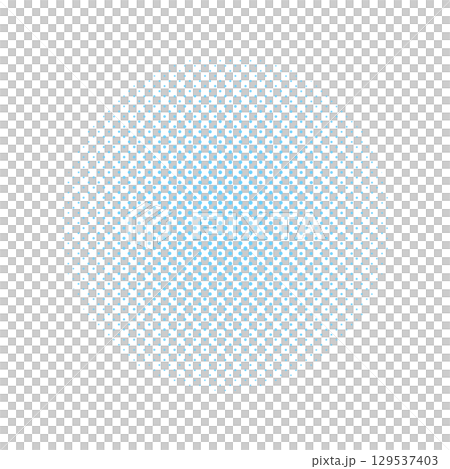 水色の円形のハーフトーン･ドットのテクスチャ - シンプルな丸い形の網点の装飾やあしらいの背景 129537403