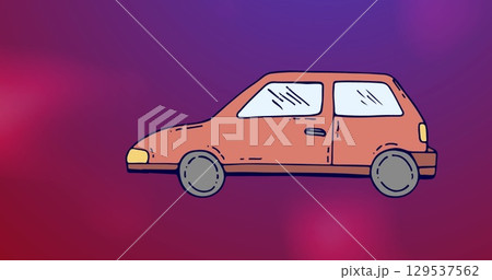 Image of car icon over colorful background 129537562