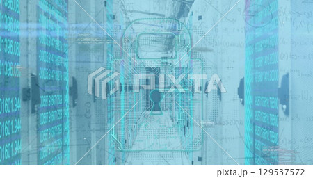 Image of folders and digital padlock over servers Image of folders and digital padlock over servers 129537572