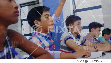 Image of white line diverse group of students and teacher and teacher Image of white line diverse group of students and teacher and teacher 129537582