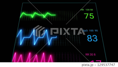 Image of cardiograph over black background 129537747