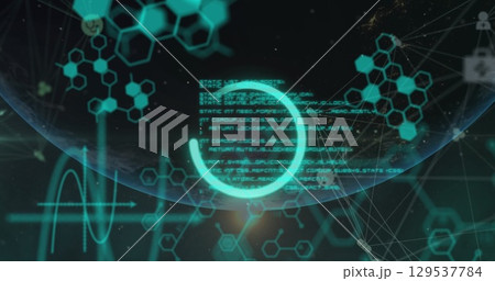 Image of science data processing over dark background Image of science data processing over dark background 129537784