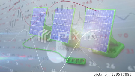 Image of colorful blots and shapes over office 129537889