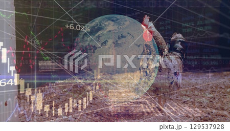 Image of globe and statistics processing and warehouse Image of globe and statistics processing and warehouse 129537928