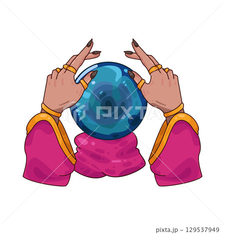 illustration of crystal ball in hands of fortune teller illustration of crystal ball in hands of fortune teller 129537949