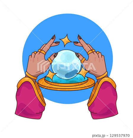 illustration of crystal ball in hands of fortune teller illustration of crystal ball in hands of fortune teller 129537970