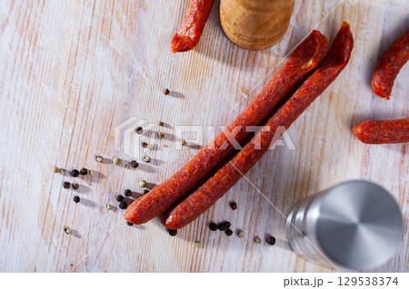 Czech smoked snack sausages 129538374