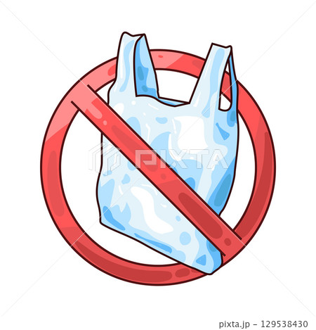 illustration of no plastic bag 129538430