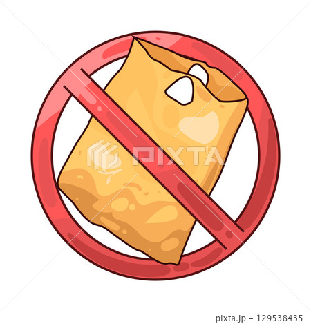 illustration of no plastic bag illustration of no plastic bag 129538435