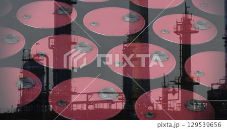 Image of factory over barrels Image of factory over barrels 129539656