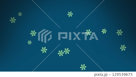 Image of green snowflakes on blue background Image of green snowflakes on blue background 129539673