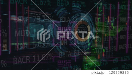 Image of data processing over dark background Image of data processing over dark background 129539856