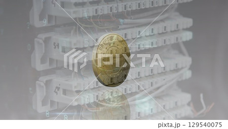 Image of coin with nft over computer slots Image of coin with nft over computer slots 129540075