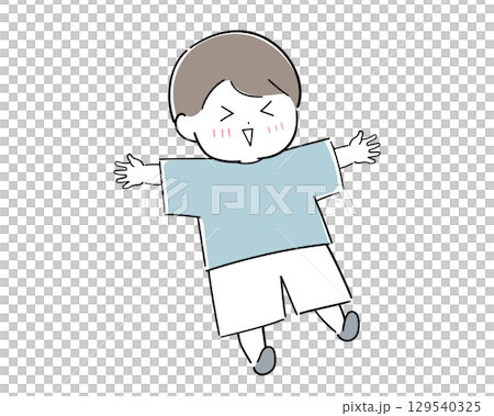 A boy spreading both hands A boy spreading both hands 129540325