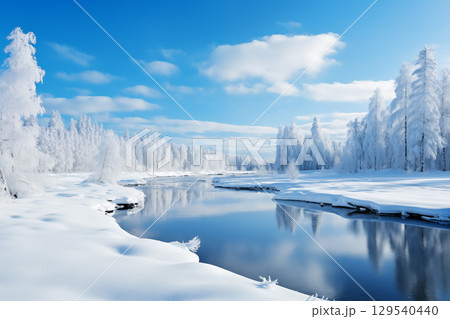Beautiful snow winter landscape. Winter landscape. Beautiful wintry landscape Beautiful snow winter landscape. Winter landscape. Beautiful wintry landscape 129540440