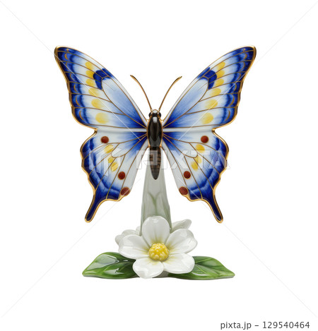 Porcelain butterfly figurine on a flower a delicate vintage statuette for home decoration 129540464