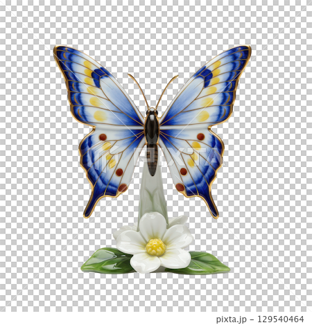 Porcelain butterfly figurine on a flower a delicate vintage statuette for home decoration 129540464