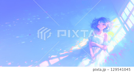 気持ちよさそうにお昼寝する女の子 129541045