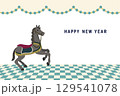 グレーの馬のイラストの年賀状 129541078