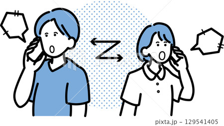 院内で通話する医師と看護師のイラスト 129541405