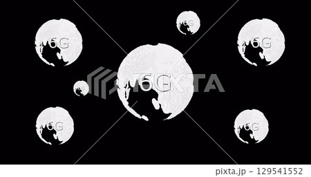 Image of rotating globes and 6g on black background Image of rotating globes and 6g on black background 129541552