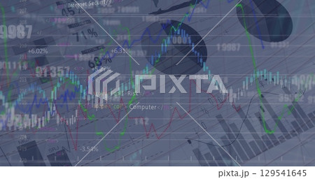 Image of graph over data processing and malware warning 129541645