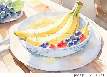 バナナ(水彩画風) 129541741