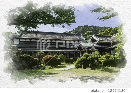 水彩画風　琴平　琴平町公会堂　香川県琴平町 129541804