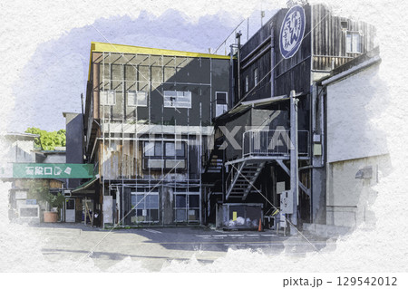 水彩画風 琴平 中野うどん学校琴平校 香川県琴平町 水彩画風 琴平 中野うどん学校琴平校 香川県琴平町 129542012