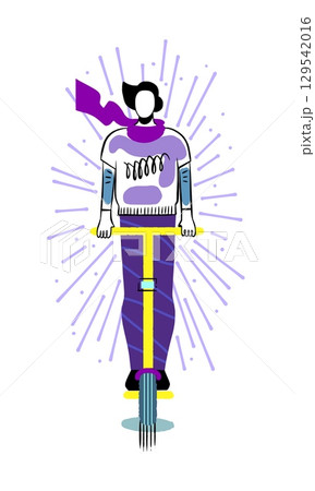 Colorful Illustration of a Person Riding a Scooter With Style and Grace 129542016