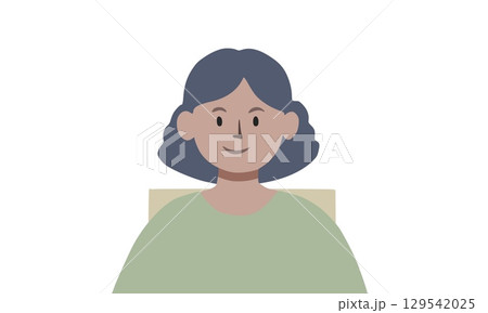 Smiling Character with Blue Hair and Green Shirt in Minimalist Style Smiling Character with Blue Hair and Green Shirt in Minimalist Style 129542025