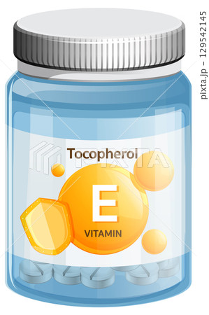 Vitamin E Supplement Bottle with Tocopherol Label 129542145