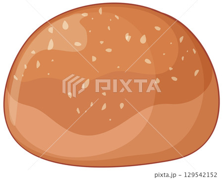 Whole Wheat Burger Bun with Sesame Seeds Illustration Whole Wheat Burger Bun with Sesame Seeds Illustration 129542152