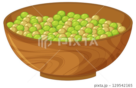 Wooden Bowl Filled With Green and Yellow Peas Wooden Bowl Filled With Green and Yellow Peas 129542165