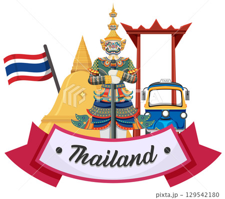 Cultural Symbols of Thailand Vector Illustration 129542180