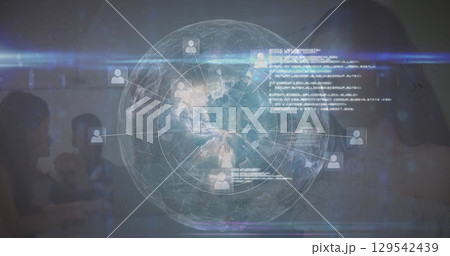 Image of network of connections and globe over group of pupils Image of network of connections and globe over group of pupils 129542439