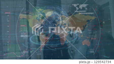 Image of diverse data processing over globe 129542734